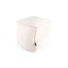 Littens Cream Teddy Boucle Square Cube Footstool Ottoman Bean Bag Pouffe, Living Room Decorative Seat, Piped (41cm x 41cm x 41cm)