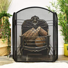 "Maynall Manor" Three Fold Arched Art Deco Style Black Fireguard Fire Screen – Classic Style Mesh Guard for Log Burners & Open Fires – Spark &