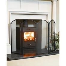 "The Gillingham" Extra Large Black Four Fold Fireguard Fire Screen – Classic Style Mesh Guard for Log Burners & Open Fires – Spark & Debris