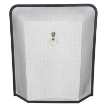 Black Metal Fire Spark Embers Guard Fine Mesh with Brass Pull Ring Free Standing