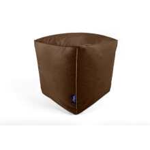 Littens Mocha Brown Square Cube Footstool Bean Bag, Soft Luxury Velvet, Ottoman Pouffe, Living Room Decorative Seat, Piped Detailing (41cm x 41cm x