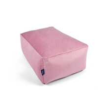 Littens Blush Pink Rectangular Footstool Bean Bag, Soft Luxury Velvet, Ottoman Pouffe, Living Room Decorative Low Seat, Piped Detailing (65cm x 45cm x