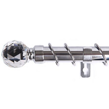 Polished Chrome 25mm - 28mm Telescopic Extendable Metal Ball Curtain Pole Rod, Rings, Crystal Finals & Fittings Set 63 to 118 inch (160cm - 300cm)