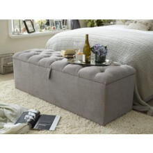 SLEEP ZONE New Luxury chesterfield 3ft,4ft,4ft6 and 5ft ottoman,storage and footstool in grey turin fabric with matching buttons (3ft single)