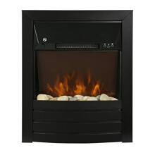 Zanussi ZEFIST1003B 2 KW Black Electric Inset Fire Stove with 2 Heat Settings, Timer and Remote Control, Independent LED Flame Effect, 20-30 m2 Room