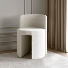 FABS Lottie Fabric Foot Stool - Soft Ivory Bouclé Fabric Footstool - Ottoman Footstools for Living Room, Lounge, Bedroom Decor - Modern Compact