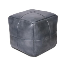 Elm home and garden 100% Real Genuine Leather Foot Stool Rest Poufe Tan Brown Grey 45cm High x 50cm Wide x 50cm Deep (Grey)