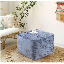 Crushed Velvet Bean Bags – Super Soft & Stylish Pouffes, Ottomans and Foot Rests for Any Room (Grey)
