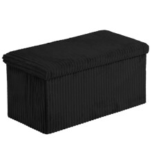 HOMSMYTH Luxury Corduroy Stripe Ottoman Storage Box – Foldable Ottoman Storage Bench with Padded Seat – Multipurpose Footstool for Living Room,