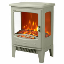 ECOSO Glow Sage Leaf Green Electric Stove with Built In Fan Heater - 548 x 390mm