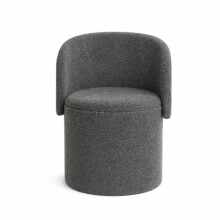BLOOM BLENDS Stylish Storage Vanity Chair – Teddy Fabric Ottoman with Hidden Storage, Soft & Modern Multi-Use Seat (46x62cm) (Charcoal)