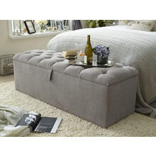 mm08enn New Large Chesterfield Ottoman Footstool Bench Toy Storage Box in Chenille Fabric (Grey, Crystal Diamonds)