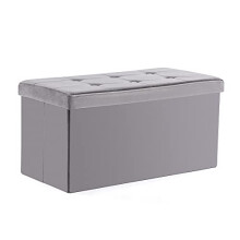 HNNHOME Storage Ottoman with Lid - 82 x 40 x 40 cm, Foldable Footstool with 109L Capacity, Velvet Blanket Box Chest, Bedroom Bench, Living Room (Grey,