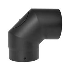Black Stove Pipe - 150mm (6inch) Vitreous Enamel 90 Degree Elbow with Door Award Winner 12 Year Warranty