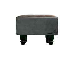 STOREX Ottoman Linen Pouffe Footstool Rectangle Seat Bench Footrest Padded Seat Living Room Bedroom with Wooden Legs For Kids And Adults (CHARCOAL)