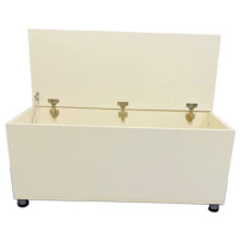 Meta Designs Storage Ottoman, Wooden Chest with Lid, Seat, Stool, Window Bench, Blankets, Bedding, Toy Box (White)