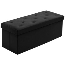 A406 Folding Ottoman Storage Box with Lids Velvet Storage Chest Footrest Pouffe Storage Unit Bench Stool with Resilient Sponge for Bedroom, Living