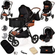 Baby Buggy Pram Pushchair Stroller 3 in 1 Child Lightweight Folding Stroller 3 in 1 Travel System Pram for Newborns & Toddlers from Birth Aluminum