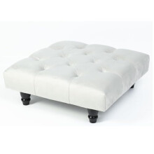 Kiswa collection Chesterfield Footstool - Plush Velvet Upholstered Pouffe with Wood Legs, Elegant Coffee Table Footrest, Matching Buttons, Stylish