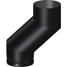 6 inch Double Bend Flue Pipe, 150mm, Short Offset, Single Wall, Black
