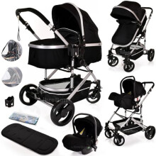 Baby Pram Pushchair Buggy with Car Seat Lightweight Stroller Folding Strollers 3 in1 Travel System Trolley Baby Pram for Newborns Toddlers 0-36 Months