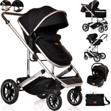 Baby 3 in 1 Travel System Pram with Car Seat Stroller 3 in 1 Buggy Pushchair Child Lightweight Folding Stroller Pram for Newborns Toddlers from Birth