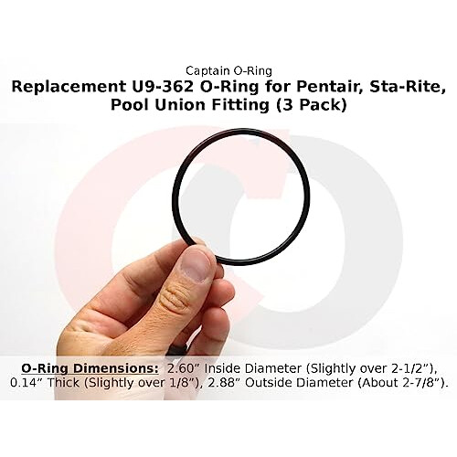Captain O-Ring- Replacement U9-362 O-Ring for Pentair, Sta-Rite, Pool Union Fitting (3 Pack) 1