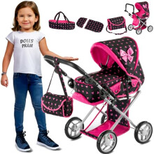 Kinderplay Dolls Pram | 3-in-1 Toy Pram | Baby Doll Pram - Toy Pushchair | Dolls Buggy | Dolls Pushchair | Doll Stroller with Adjustable Handle