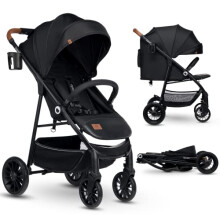 LIONELO Zoey Stroller Baby Carriage up to 15 kg, XXL Canopy with Sunshade, Reclining Position, footrest Adjustment, EVA Foam Wheels, Mosquito net,