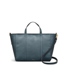 RADLEY London Knightsbridge Road Large Ziptop Top Handle Bag for Women, in Uniform Blue Grained Leather with Adjustable Strap