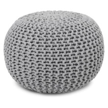 Kiswa collection Knitted Round Pouffe Footstool Chunky – 100% Cotton Bean Filled Ottoman – Floor Seat for Living Room, Bedroom, Kids & Elderly –