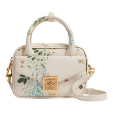 Ted Baker Anibell Detail Floral Mini Leather Crossbody Bag Ecru