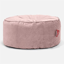 Lounge Pug - VELVET - Large Hassock POUFFE - Footstool - Round - ROSE PINK - (Size 30cm H x 65cm Dia)