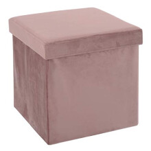 Hodge and Hodge Dusky Pink Folding Storage Ottoman 38cm Cube With Plush Velvet Fabric Cover Padded Lid Ideal Extra Seat Foot Stool Toy Box Magazine