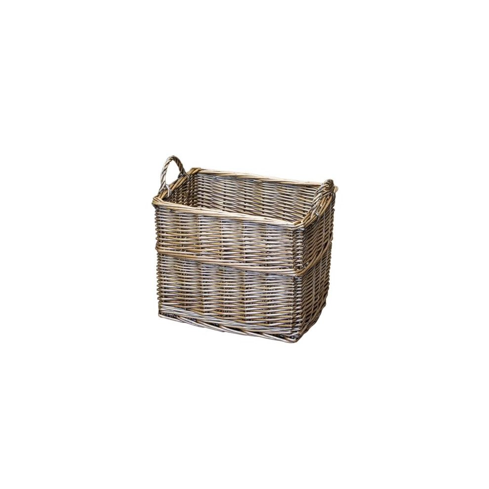 Rectangular Wicker Storage Basket with Handles & Hessian Liner, Brown Natural Willow Material, Log Holder for Fireplace, Home Decor Organiser, 35x33x25cm - Image 3