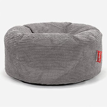 Lounge Pug - Pom Pom - Large Hassock POUFFE - Footstool Bean Bag - Round - CHARCOAL GREY - (Size 30cm H x 65cm Dia)