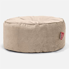 Lounge Pug - VELVET - Large Hassock POUFFE - Footstool - Round - MINK - (Size 30cm H x 65cm Dia)
