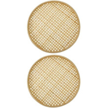 2-piece woven bamboo sieve, bamboo strainer basket, household bamboo sieve, bamboo colander