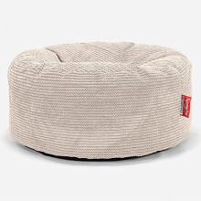 Lounge Pug - Pom Pom - Large Hassock POUFFE - Footstool Bean Bag - Round - IVORY - (Size 30cm H x 65cm Dia)