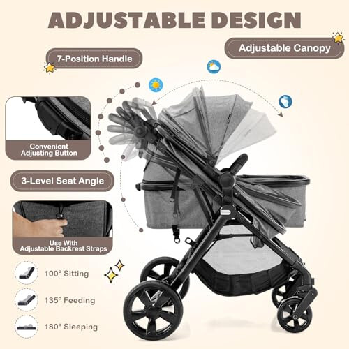 Gymax GYMAX Foldable Baby Stroller(Gray, Without footmuff: 89 x 60 x 111 cm) 1