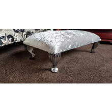 Al Sultan Footstool Pouffe Stool Tube Legs British Made Crushed Glitz Velvet black silver
