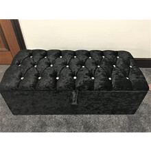 Spring Well BEAUTIFUL NEW LUXURY OTTOMAN,STORAGE AND TOY BOX IN CRUSHED VELVET FABRIC,FABRIC BUTTON (Red, Large)