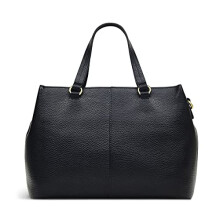 Radley London Sunny Dene Ziptop Grab Handbag for Women, Made from Black Soft Grained Leather with Painted Cut Edges, Handbag with Twin Grab Handles,