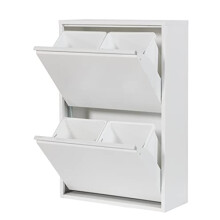 Atahome Recycling Bins for Kitchen Metal Slim Trash Bin Cabinet 4 Bins Plastic Buckets with Metal Handles, 4x15 Litres Bin Divider Storage Organiser,
