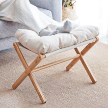 Nisorpa Foldable Foot Stool Ottoman Footrest Foot Rest for Sofa Ottomans, Bamboo Footrest Wooden Shoe Changing Stool Folding Wood Footstool Step Stool