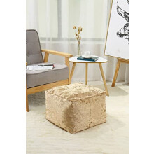 Night zone Crushed Velvet Cube Bean Bag Indoor Square Footstool Pouffe Medium Size Beanbags Ottoman 40 x 40cm (Gold)