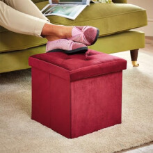 Coopers of Stortford Velvet Multi-use Foldable Footstool and Storage Box (Gold)