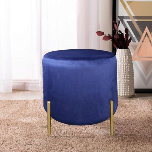 ASPECT Valentine Ottoman,Foot Stool- Blue Velvet 1