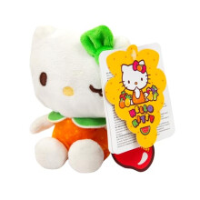 Hello Kitty Macedonia Scented Plush, 12cm Soft Toy in Orange Dress, Fruity Fragrance, Official Licensed Mini Plush, Cute Collectable Gift Fans,