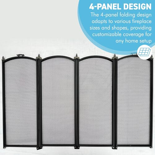 Folding 4-Panel Mesh Fire Guard Screen - Durable Fireplace Safety Protector 2
